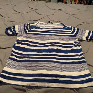 Ralph Lauren Women's Blue & White Striped Blouse 2XL